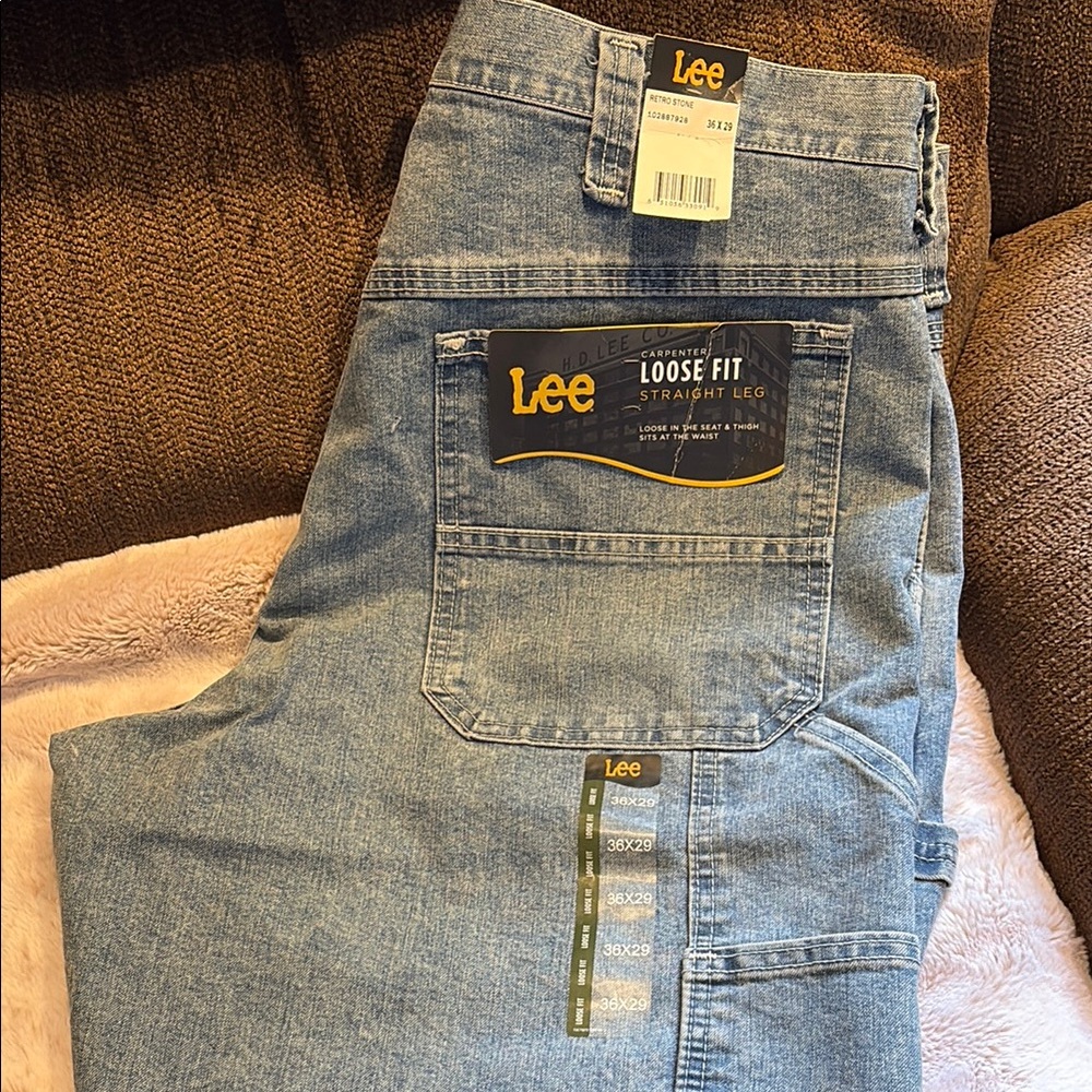 Lee Men's Classic Straight Leg Carpenter Blue Jeans, 36 x 29